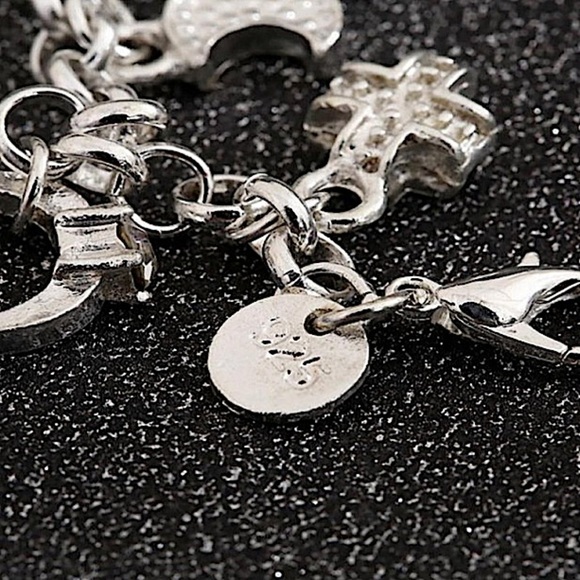 Sterling Silver Charm Chain Link Bracelet - Picture 14 of 14